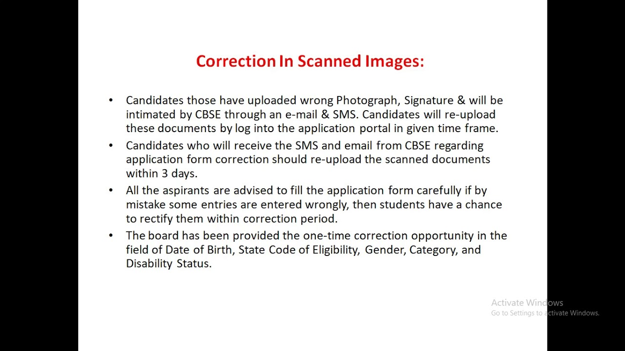 NEET Application Correction 2019 process