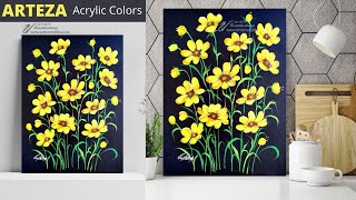 yellow acrylic painting flower