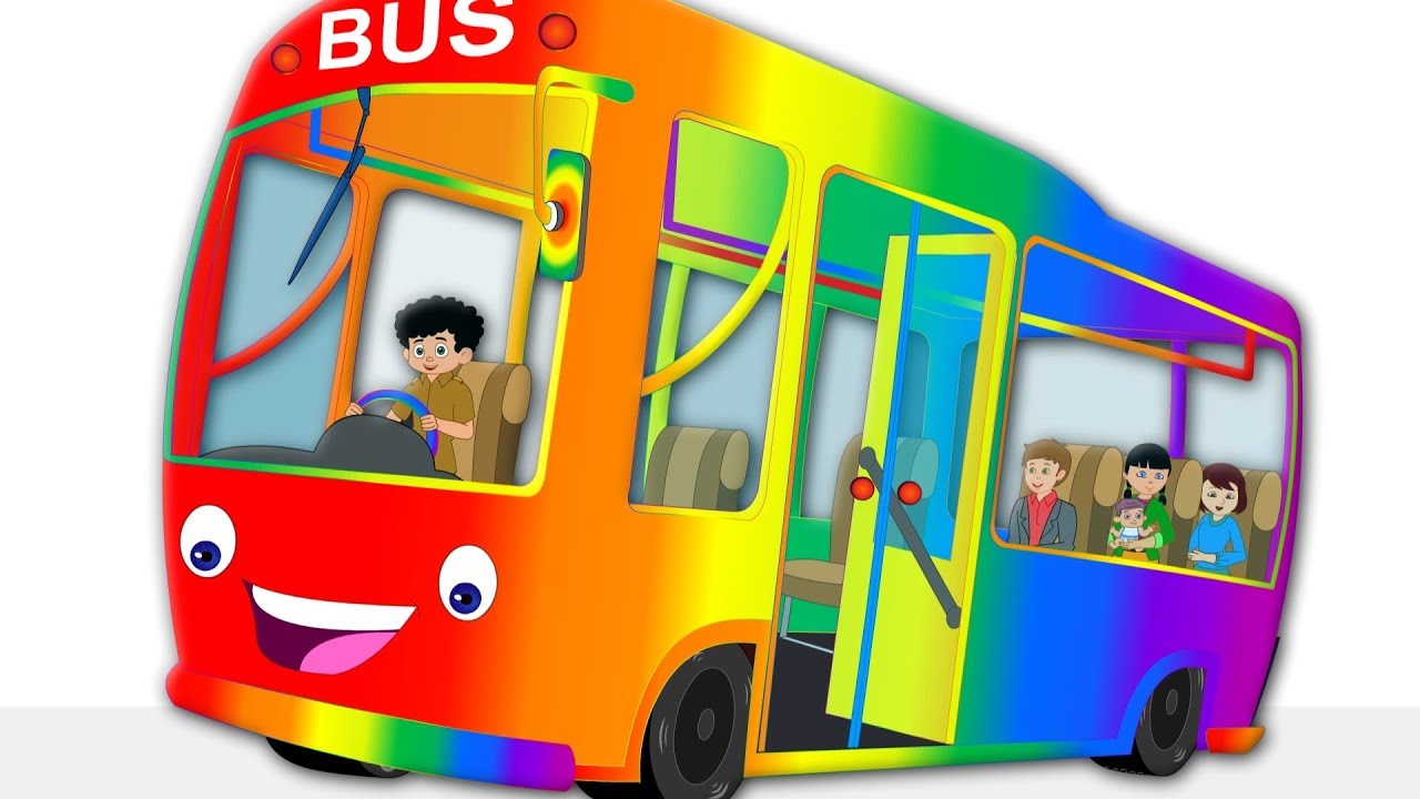 Rainbow Wheels On The Bus Nursery Rhymes Kindergarten Collection Kids