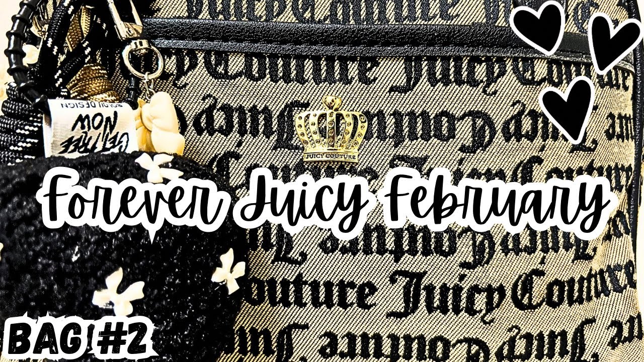 🩷💕FOREVER JUICY FEBRUARY💕🩷WIMB JUICY COUTURE BLACK/BEIGE GOTHIC CROWN SATCHEL💕🖤