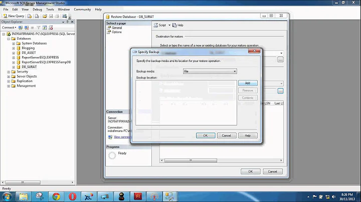 How Import database .bak to SQL Server 2008