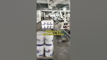 Palletizing of barreled fertilizer.#automation #robot #factory