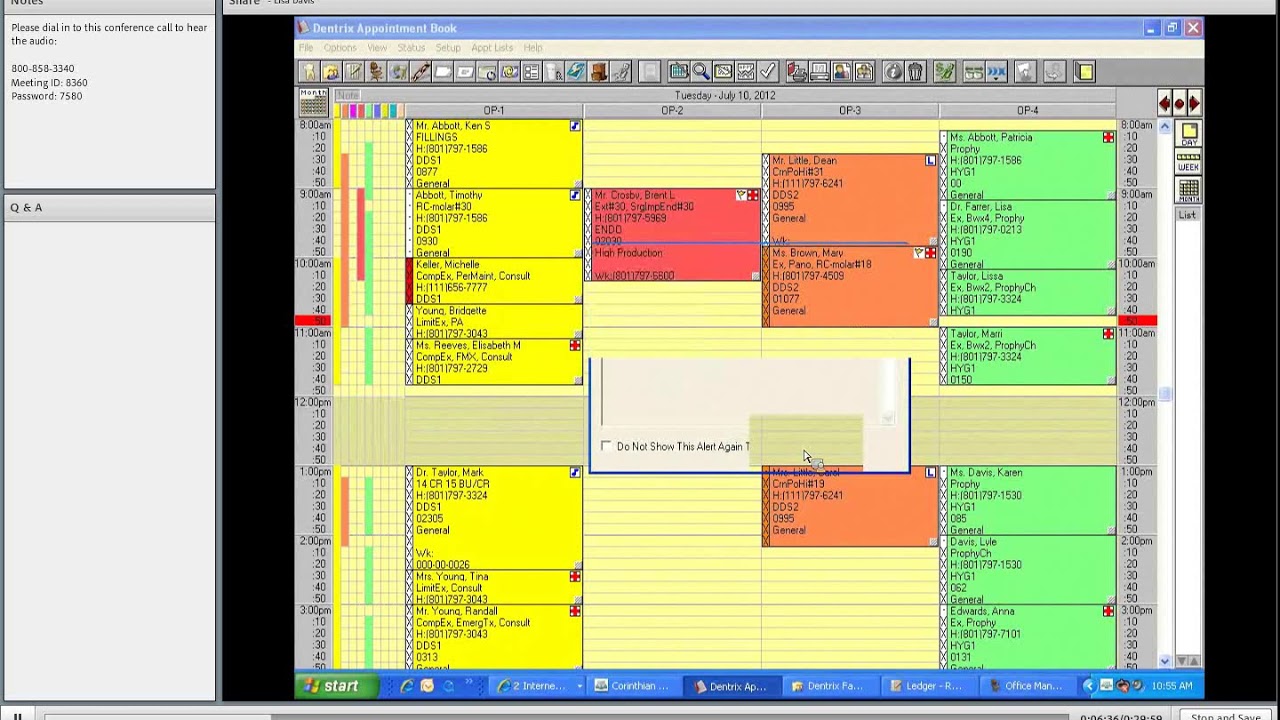 Dentrix Training   Appointment Book