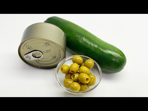 Кабачки в духовке с тунцом и сыром