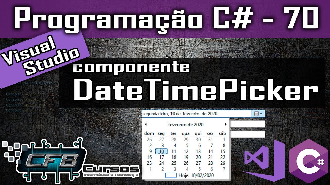 DateTimePicker - Curso Programação Completo C# Visual Studio - Aula 70 ...