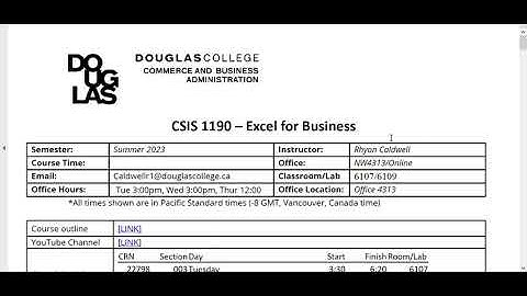 CSIS 1190   Course Outline 2023