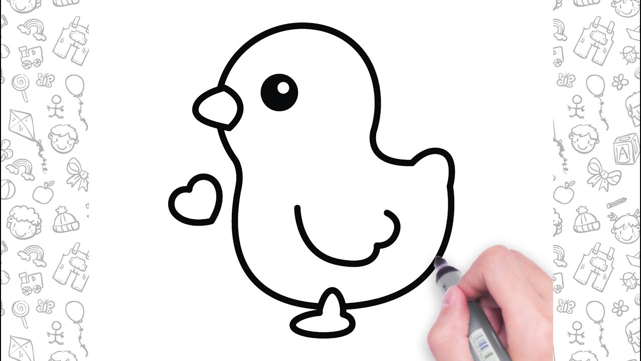 Easy How to Draw a Baby Chick Tutorial & Baby Chick Coloring Page