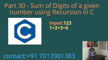 Sum of Digits of a Given Number using Recursion in C - Part 30