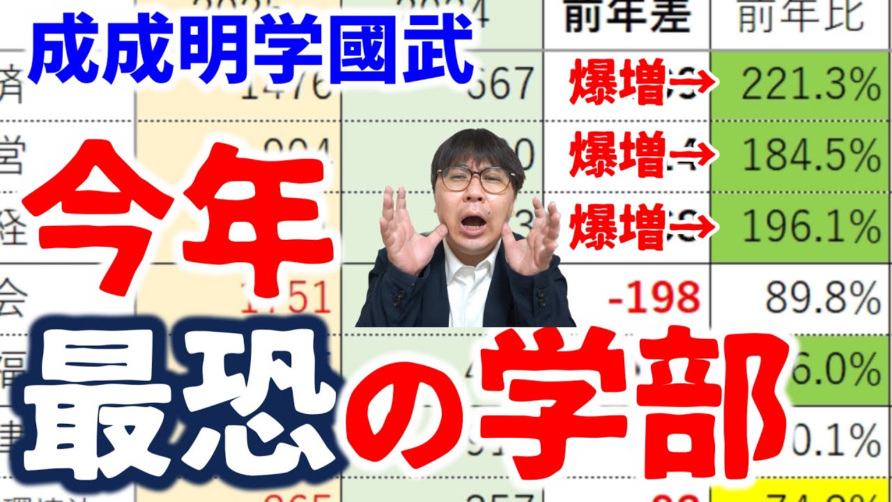 【2025志願者数②】成成明学國武！志願者爆増の危険学部を発見…｜高校生専門の塾講師が大学受験について詳しく解説します｜成蹊大学・成城大学・明治学院大学・國學院大學・武蔵大学