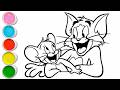 Cute Tom &amp; Jerry Drawing for kids, Painting &amp; Coloring for kids, Toddlers | Let's Draw Together