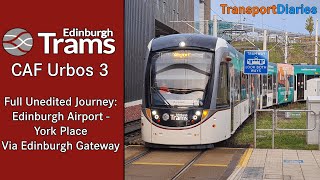 [CAF Urbos 3] Edinburgh Trams - Full Unedited Journey: Edinburgh Airport - York Place