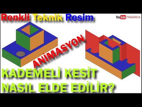 Kesitler; Kademeli Kesit Nasıl Elde Edilir? Kesit Görünüşler, Kesit Alma, Renkli Teknik Resim