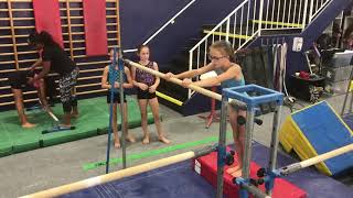 Jump straddle sole circle dismount (Green Bars)
