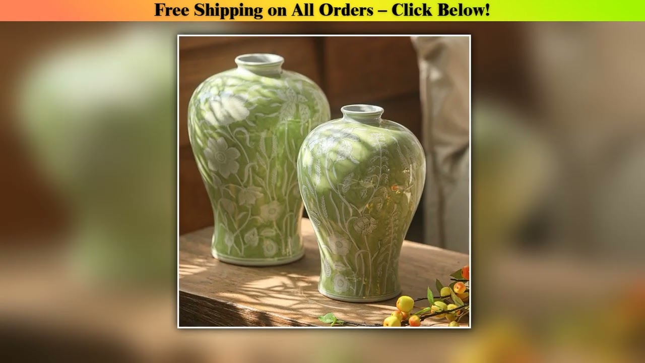 Glazed Antique Ceramic Vase Living Room Hydroponic Flower Arrangement Ornaments Home Housewarming