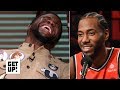 Kevin hart reacts to kawhi leonards laugh  get up