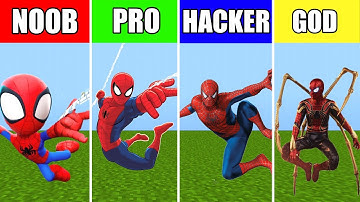 Pixel art Spider man (Noob vs Pro vs Hacker vs God) in Minecraft