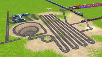 AI TRAINS RUNNING ON ROUND CIRCLE TRACKS ZIG ZAG TRACKS| animated railroad crossing for kids