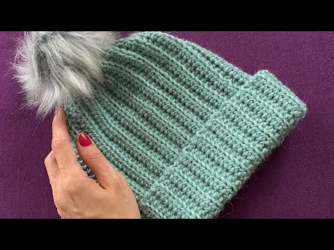 Tığişi Lastik Kolay Bere/ Easy Crochet Ribbed Hat