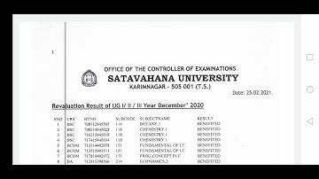 Satavahana University revaluation results 2020 December