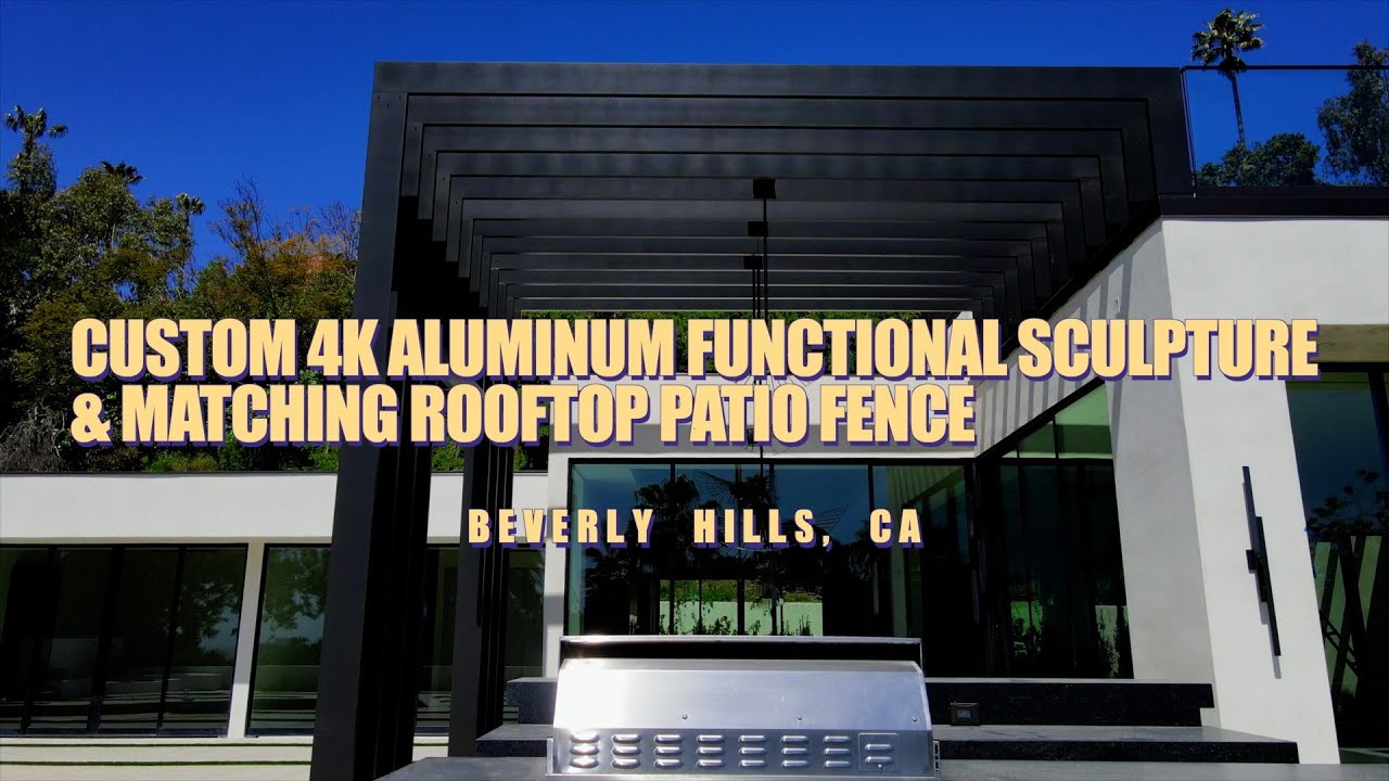 One-of-a-kind Beverly Hills custom 4K Aluminum functional sculpture & exterior entryway