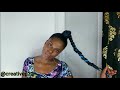 Two sleek braided ponytails, on natural hair
