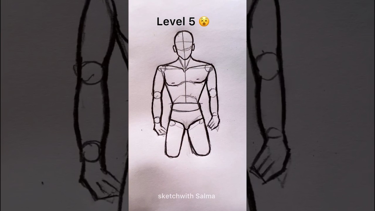 How to draw body 6 Levels ✏️ 