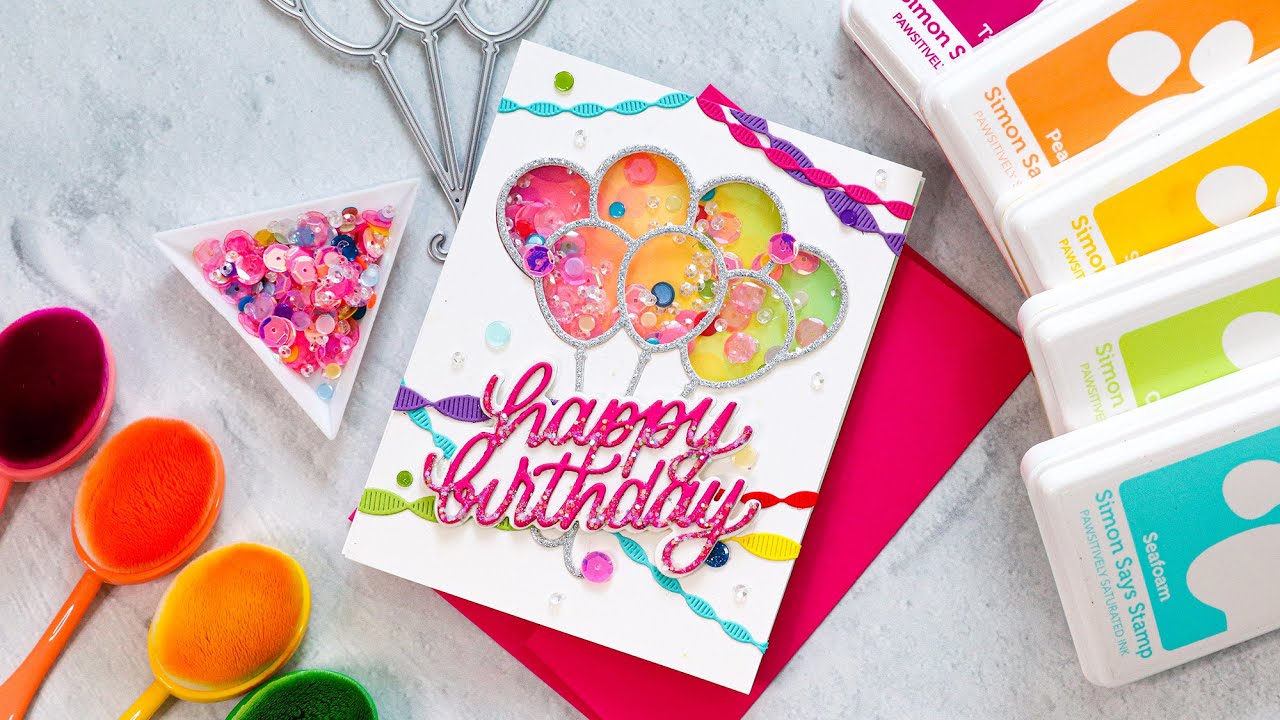 Rainbow Birthday Die Cut Shaker Studio Monday with Nina Marie