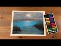 رسم منظر طبيعي بألوان الباستيل الطباشيرية/drawing landscape by soft pastel🌌