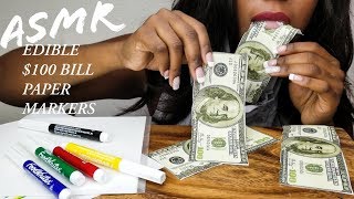 ASMR PRANK 😝 EDIBLE PAPER/ 100 DOLLAR BILL/ EDIBLE MARKERS 🤗 MUKBANG