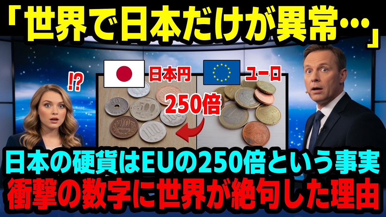 【海外の反応】「世界で日本だけが異常…」日本の硬貨はユーロの250倍という衝撃の事実に世界が絶句した理由