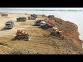 Best dump trucks &amp; bulldozers at work - dump trucks alot dumping dirt bulldozer push dirt build land