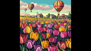 Tulip Field Zen Color Paint by Numbers app #coloring #relaxing #spring #airbaloon screenshot 2