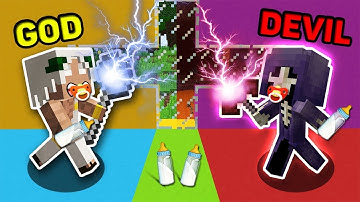 Minecraft GOD VS DEVIL : BIG BATTLE BABY GOD VS BABY DEVIL IN MINECRAFT! ANIMATION!