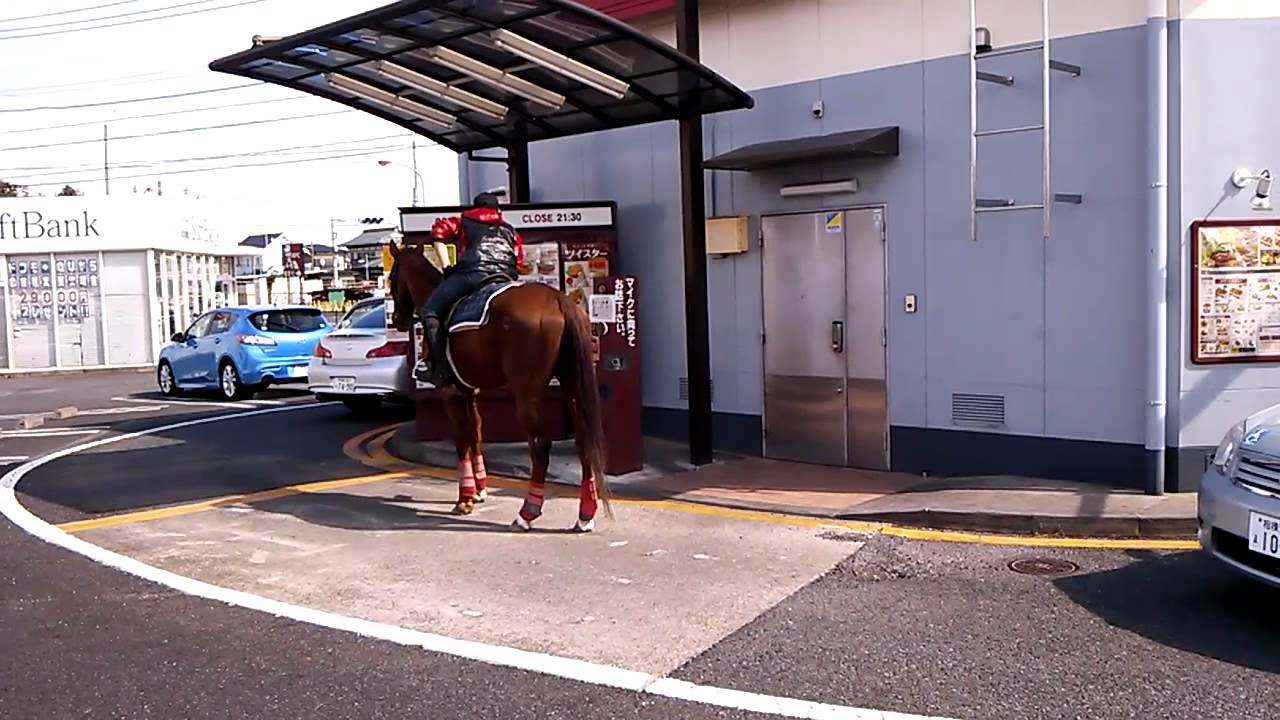 馬でケンタッキーにドライブスルー Youtube