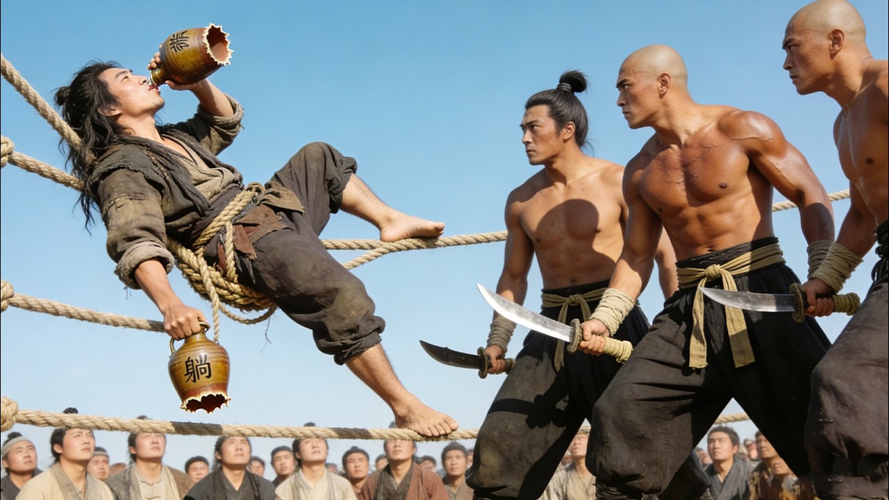 【武俠電影】惡霸欺負醉酒乞丐，怎料乞丐深藏不漏，瞬間秒殺全場！