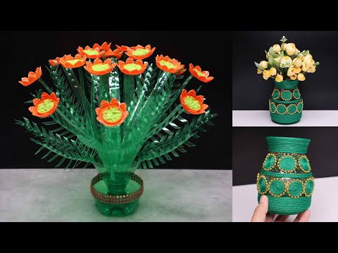DIY Plastic bottle craft flower | Best out of waste plastic bottle | 2 ide kreatif botol plastik