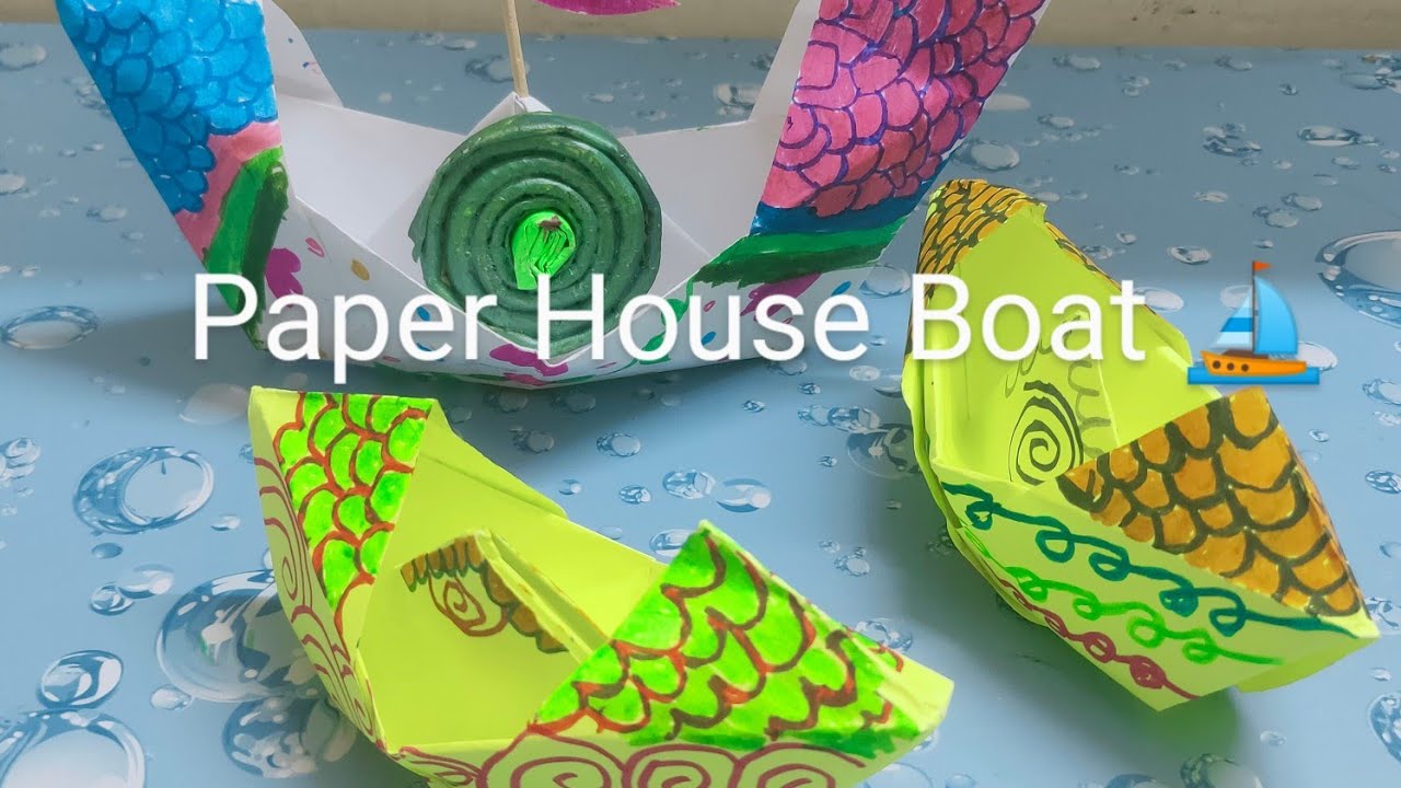 How to make paper House BoatEasy paper House BoatHouse Boat for kidsorigami house boat YouTube