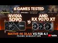 RTX 5090 Native 4K DLAA vs RX 9070 XT FSR 4.1 Frame Generation – Insane 4K Showdown in 6 Games