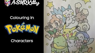ASMR Colouring In Pokemon Characters | pencils, drawing, sharpening (silent, no talking)