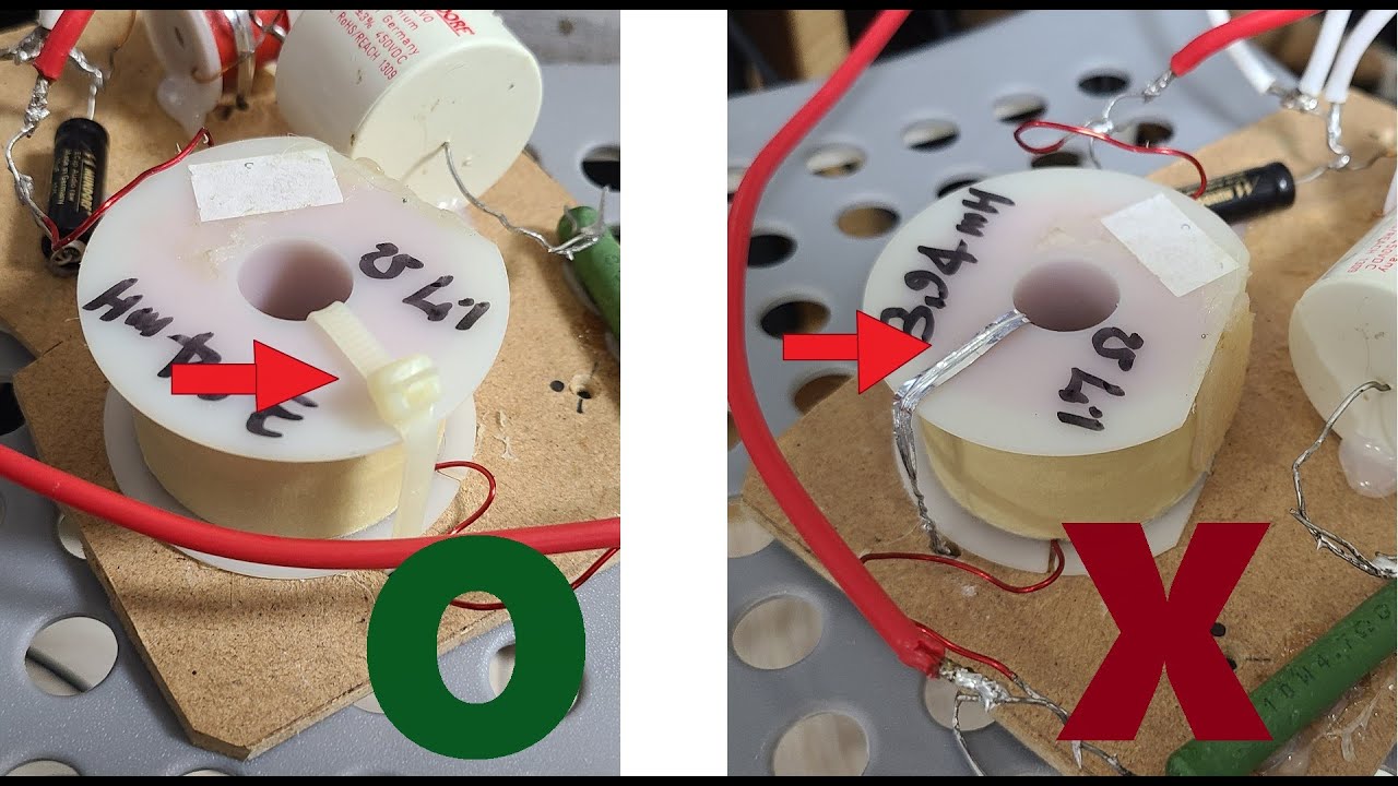 Do not use metal wire to fix coils for speaker crossover networks