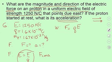 Example 1 Electric Field and Acceleration