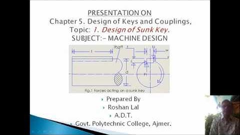 ME308 Design of sunk key Roshan Lal ADT GPC Ajmer