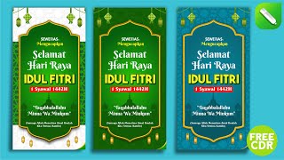 Free Download Banner / Baliho Ucapan Selamat Hari Raya Idul FItri 1442H / 2021 - CORELDRAW