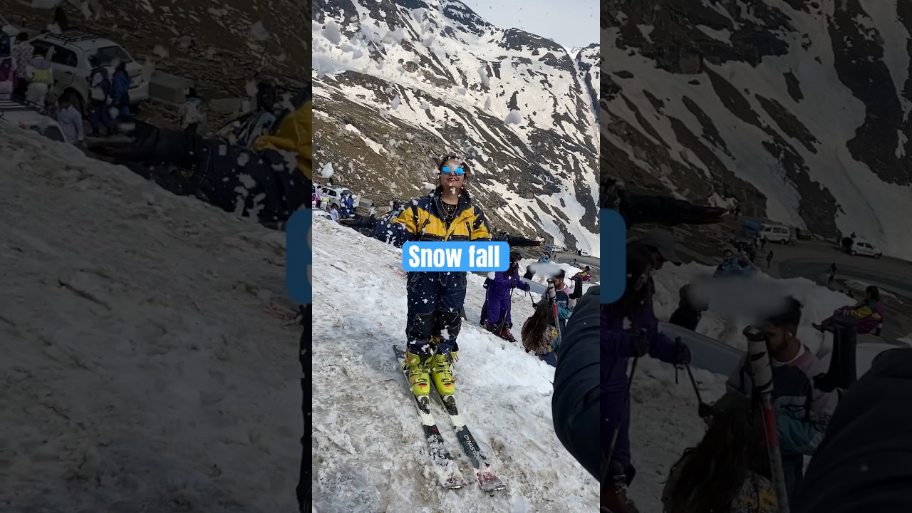 Artificial snow fall at rohtang pass manali. Beautiful 