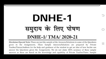 DNHE 1 IGNOU SOLVED ASSIGNMENT 2020-21