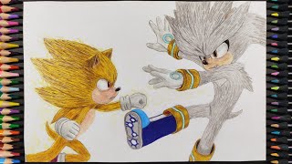 Dibujo a Super Sonic vs Silver | Sonic 4 La película | Drawing Super Sonic vs Silver