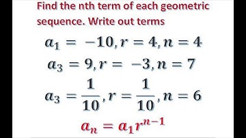 Find The nth Term Of Each Geometric Sequence a_3 = 1/10, r =1/10, n = 6
