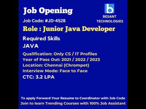 Java developer jobs in Chennai | Placements | IT Jobs | Besant ...
