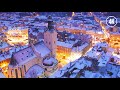 Walking in Snowfall at Night in Lviv, Ukraine (4K Video)