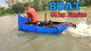 How to make Boat Using Plastic Barrels  and 44 kg desi Engine| 44किलो के देसी इंजन से नाव कैसे बनाएं